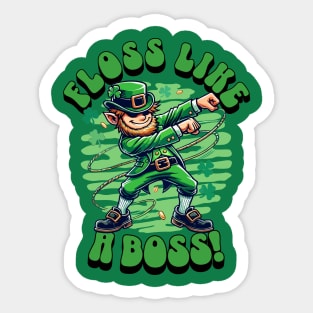 Floss Like a Boss - Funny St. Patrick’s Day Leprechaun Sticker